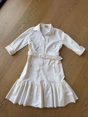 Women' sWhite Shirt Dress with Belted Waist